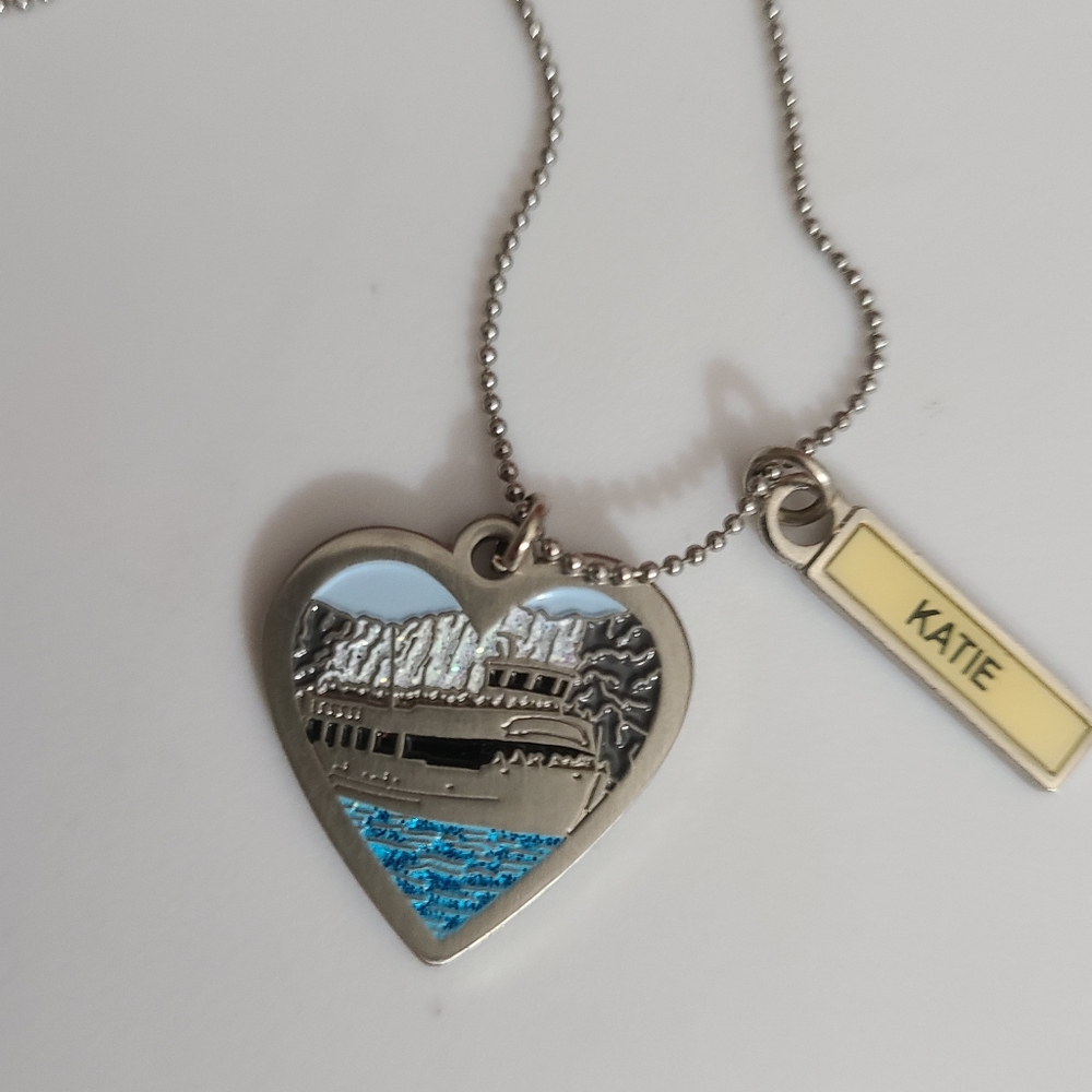 Niagara Falls maid of the mist necklace stainless Name Katie can remove charm